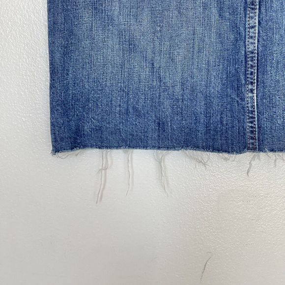 Gap Button Fly Womens Skirt Sz 25 Sz 2 Blue Denim Distressed Frayed Cut Off Mini - Picture 5 of 12